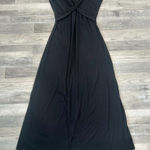 Lands' End Black Cap Sleeve Twist Front Maxi Dress Knit Stretch Q47 Photo 0