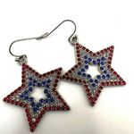 Patriotic red white and blue rhinestone star earrings Photo 1