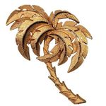 Vtg Palm Tree Brooch Beach Tropical Vacation Textured Unsigned MCM Coconut Girl Gold Photo 0