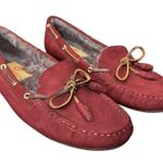 Marc Joseph NY Moccasins Rockefeller Genuine Leather Sheep Fur Lined Brazil 9 Red Photo 0