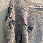 Woven Heart  Gray Floral Women's Sweater size Medium pullover Photo 4