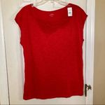 Loft Red Cap T-Shirt pleated neck size large Photo 1