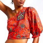 Farm Rio  Boho Patchwork One Shoulder Vibrant Paisley One-Shoulder Top NWT XL Photo 0