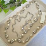 Boutique Thin Chain Belt Silver with Pearls and Clear Links Photo 0