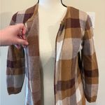 Loft | Checkered Plaid Open front Cardigan Photo 4