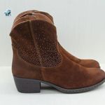 Born Boc Women’s Brown Suede Leather Studs Western Cowboy Ankle Boots Sz US 9.5 Photo 6