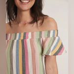 Marine layer Shirley Stripe Off Shoulder Cotton Minidress Bold Multi Sz Medium Photo 7