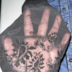 Zana Di Vintage Denim Button Down Black Sheer Long Sleeve Blouse Photo 4