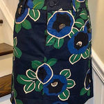 Tory Burch Navy Emerald & Black Pencil Skirt with Oversized Floral Pattern Sz 2 Photo 0