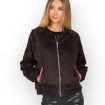 Lauren Moshi HTF: new  ᨎ Trishelle Bandana Lip Satin Bomber Jacket ᨎ Black Large Photo 2