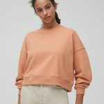 NWT Pull&Bear Crew Neck Sweatshirt Organic Cotton Orange Size M Photo 1