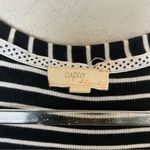 cupio  Black and White Striped Long Length Ribbed Tank Top Size L Photo 2