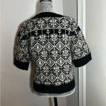 Jillian Jone Thick Wool Short Sleeve Sweater Black/ Off White. Sz: S Aztec print Black Photo 1