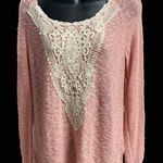 MOSSIMO SUPPLY CO. Crochet Lace Peach Sweater Tunic Size S/P‎ Pink Photo 0