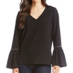 Karen Kane - Elegant Western Black and Silver Blouse Size M Photo 0