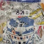 Lucky Brand Short Sleeve Floral Peasant Smocked Blouse Blue White Size XS Photo 6