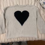 Knit Heart White cream crew neck Sweater Size XL Photo 0