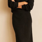 Vince Black Ribbed Knit Pencil Skirt With Back Slit Classic Minimalist Small Photo 0