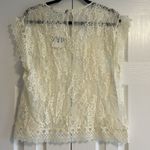ZARA Women’s Ivory Square Neckline All Lace Top Photo 5