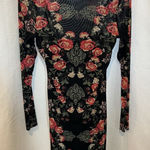Love Fire Black Floral Mesh Bodycon Dress Mock Neck Long Sleeve L Romantic Goth Size L Photo 0