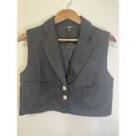 Lulus Perfect Company Black Tweed Cropped Sleeveless Blazer Pearl Buttons Small Photo 1