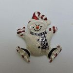 Ice skating candy cane snowman pin White Photo 4