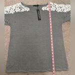 PaperMoon 🆕 Striped Top with Crotchet Lace Shoulders, Size Small Photo 4