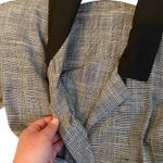 Vintage Long Sleeve Black Collared V Neck Plaid Belt Midi Dress Size 4 Gray Photo 6