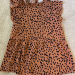 Angashion  Brown & Black Leopard Print Flutter Sleeve Blouse M Photo 2