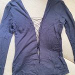 Alexander Wang Lace up jersey Bodysuit Navy Blue Size Medium Photo 1