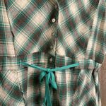 POL  Green Boho Button Up Plaid Short Sleeve Romper Medium NWT Photo 4