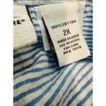 Vermont Country Store Midi Dress Size 2X Striped Button Front Pockets Seersucker Blue Photo 5