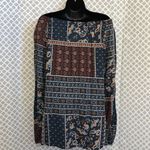 One The Land paisley teal brown‎ long sleeve peasant top womens size S Photo 3