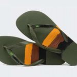 Havaianas  Brazil Army Dark Yellow Brown Black Sandals Flip Flops Summer Beach Photo 0