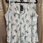 Torrid  Blueberry White Crinkle Chiffon Sheer Pintuck Tank 00 M/L NWT Photo 0