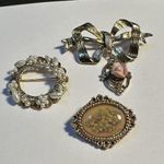 Lot Of 3 Gold Tone Flower Designs Brooch Pins 1 Signed CAMCO Photo 0