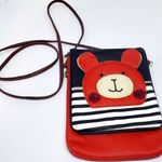 Red, Black, & White Striped Bear Purse 5"x7" Red Photo 0
