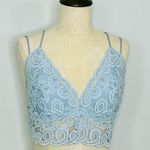 PINK - Victoria's Secret VS PINK Smocked Crochet Triangle Bralette Crop Pale Blue size XL Photo 5