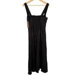 o.p.t Marina 100% Linen Minimalist Lace Trim Elegant Black Tea Length Dress 6 Size M Photo 4