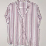Laura Ashley  button front stripe pajama top pink size‎ large Photo 0