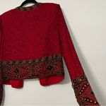 Laurence Kazar Vintage  Red Beaded Silk Jacket Size‎ L Holiday NYE Photo 9