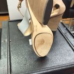 Elegant Gray and White Wedge Sandals Size 7 Photo 4