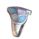 Southwestern Sterling Silver Multicolor Mother Of Pearl Heart Mosaic Ring size 9 Pink Photo 7
