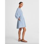 Madewell NEW Splitneck Mini Dress in 100% Linen Sunfaded Blue Pockets US 14 Photo 2