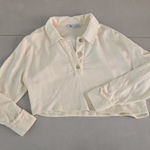 ZARA Beige Long Sleeve Cropped Polo Shirt Size XS Photo 0