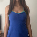 Source Unknown Tank Top Athletic Built-In Bra Criss Cross Back Blue Green Size M‎ Photo 0