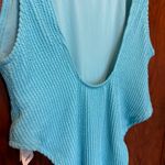 Aerie NWT Crinkle Shimmer Scoop Cheekiest One Piece Swimsuit Blue Teal L Photo 4