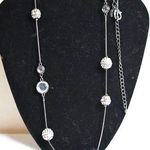 Chico's  Dazzling Crystal Bezeled Silver Tone Chic Y2k Statement Necklace Photo 0