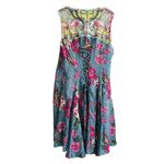 Aratta Silent Journey Dress Embroidered Beaded Semi Sheer Fairy Whimsy Size XL Blue Photo 10