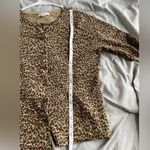 Garnet Hill Merino Wool Cardigan Sweater Women S Cheetah Animal Print Button Photo 7